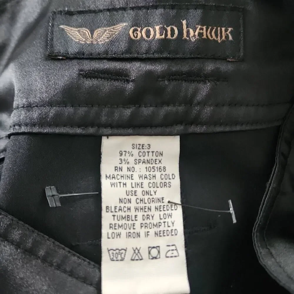 Gold Hawk Women's Size 3 Black Satin Cargo Zip Side Skirt